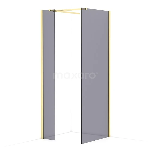 Diamond Walk-in shower | 80x30 cm Light gold Smoke glass 2 fixed walls IDB0308511LG