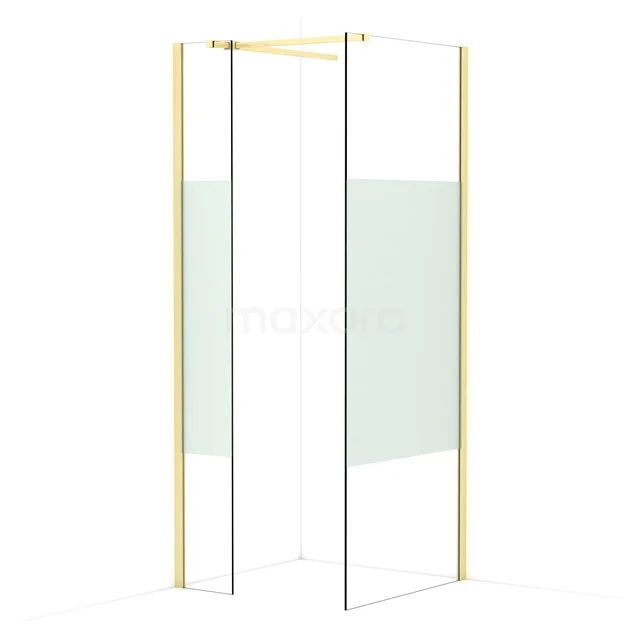 Diamond Walk-in shower | 80x30 cm Light gold Clear with matt strip 2 fixed walls IDB0308513LG