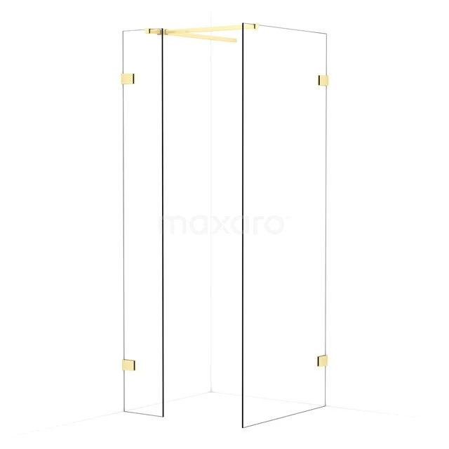 Diamond Walk-in shower | 80x30 cm Light gold Clear glass 2 fixed walls IDB0308520LG