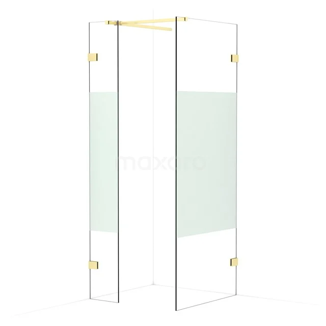 Diamond Walk-in shower | 80x30 cm Light gold Clear with matt strip 2 fixed walls IDB0308523LG
