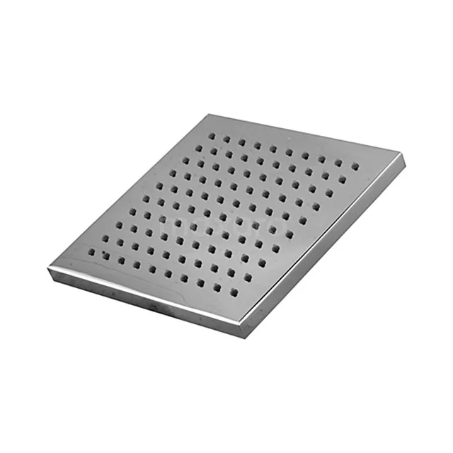 Viereckiger Duschkopf aus rostfreiem Stahl mit perforiertem Design, perfekt für ein modernes Badezimmererlebnis.