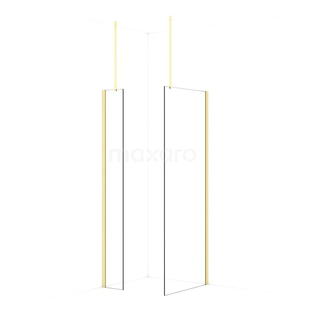 Diamond Walk-in shower | 80x30 cm Light gold Clear glass 2 fixed walls IDB0308910LG