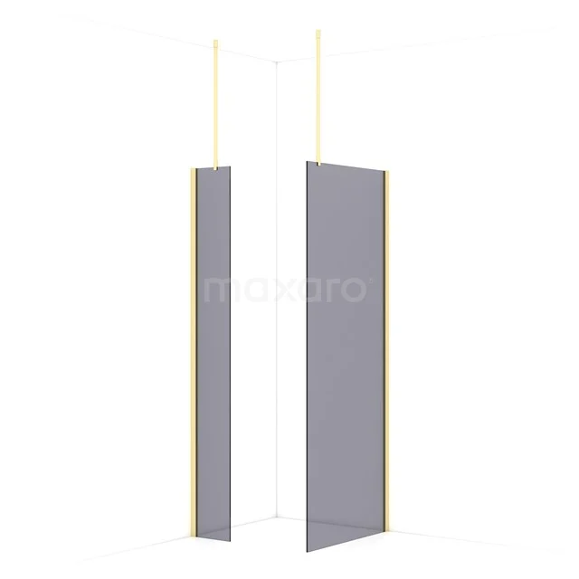 Diamond Walk-in shower | 80x30 cm Light gold Smoke glass 2 fixed walls IDB0308911LG