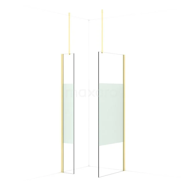 Diamond Walk-in shower | 80x30 cm Light gold Clear with matt strip 2 fixed walls IDB0308913LG