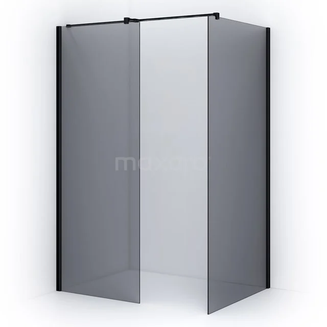 Pearl Walk-in shower | 120x90 cm Matte black Smoke glass 2 fixed walls IPB0912401M Matte black shower screen with clear glass, corner unit; stylish and functional for a modern bathroom.