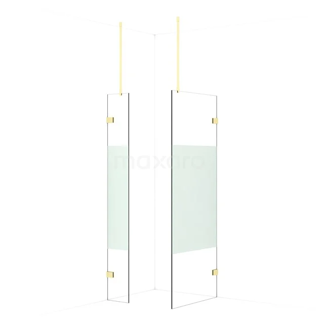 Diamond Walk-in shower | 80x30 cm Light gold Clear with matt strip 2 fixed walls IDB0308923LG