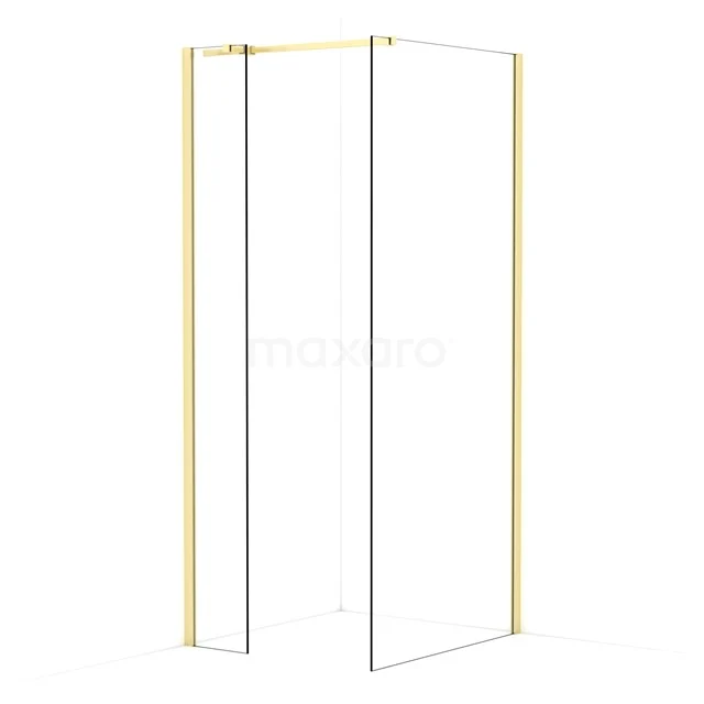 Diamond Walk-in shower | 90x30 cm Light gold Clear glass 2 fixed walls IDB0309310LG