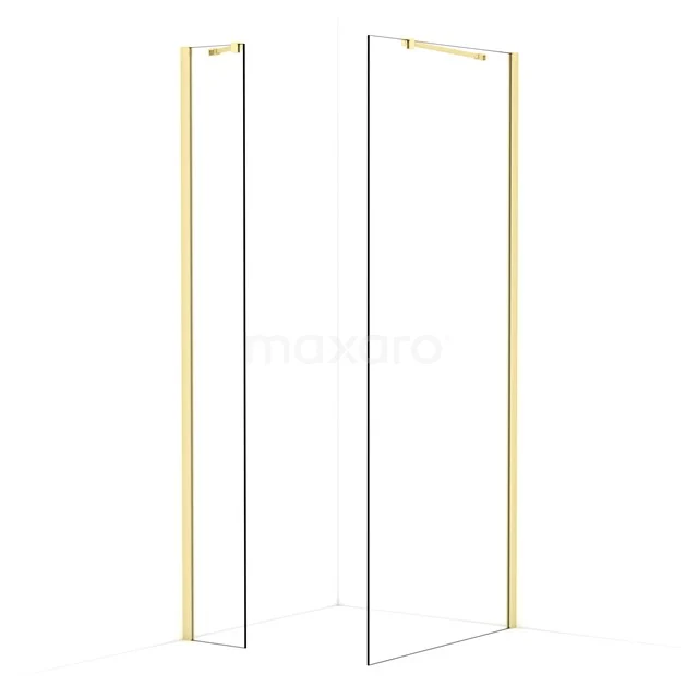 Diamond Walk-in shower | 90x30 cm Light gold Clear glass 2 fixed walls IDB0309410LG