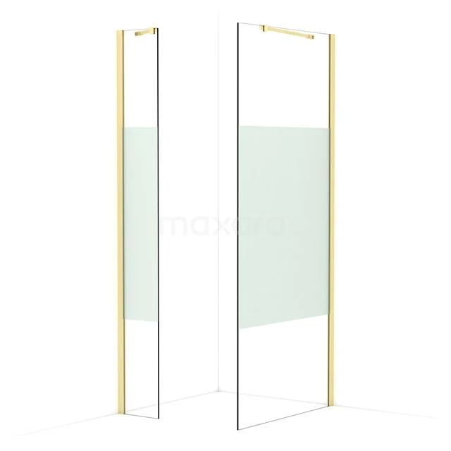 Diamond Walk-in shower | 90x30 cm Light gold Clear with matt strip 2 fixed walls IDB0309413LG