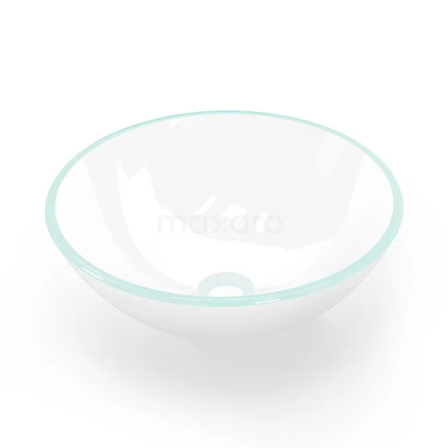 Countertop wash basin Galanta Glass Transparent 40x13cm Round G120-0031 Round basin in transparent white glass, ideal for a modern bathroom style.
