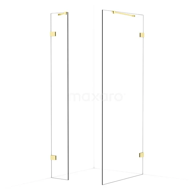 Diamond Walk-in shower | 90x30 cm Light gold Clear glass 2 fixed walls IDB0309420LG