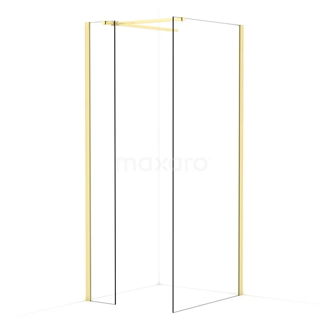 Diamond Walk-in shower | 90x30 cm Light gold Clear glass 2 fixed walls IDB0309510LG