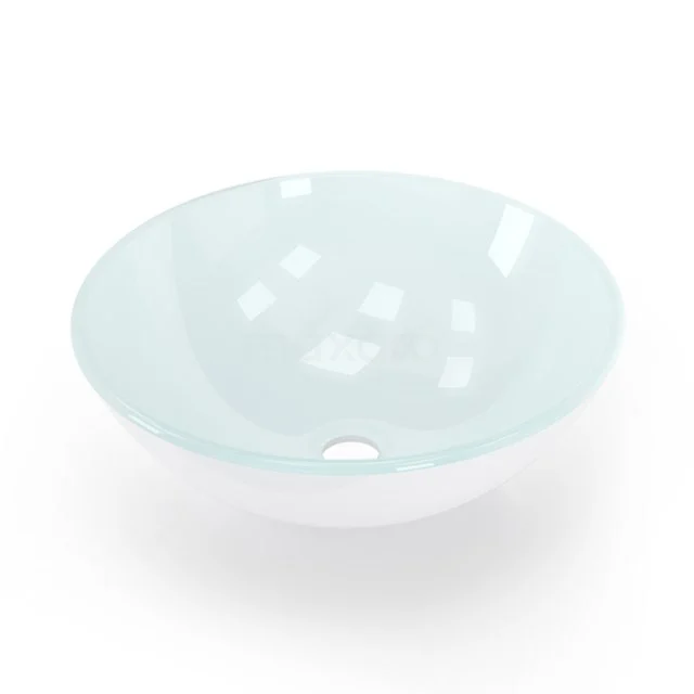 Countertop wash basin Galanta Glass White 40x13cm Round G120-0037 Round white ceramic countertop basin with glossy finish, ideal as a stylish addition to modern bathrooms.
