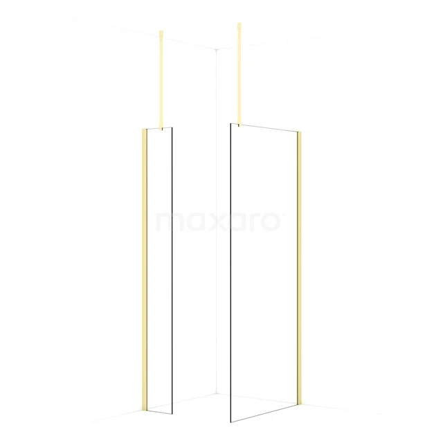 Diamond Walk-in shower | 90x30 cm Light gold Clear glass 2 fixed walls IDB0309910LG