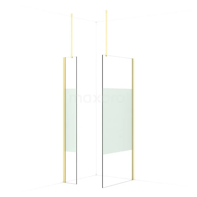 Diamond Walk-in shower | 90x30 cm Light gold Clear with matt strip 2 fixed walls IDB0309913LG