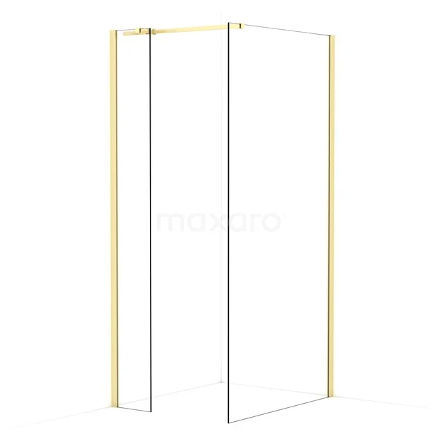 Diamond Walk-in shower | 100x30 cm Light gold Clear glass 2 fixed walls IDB0310310LG