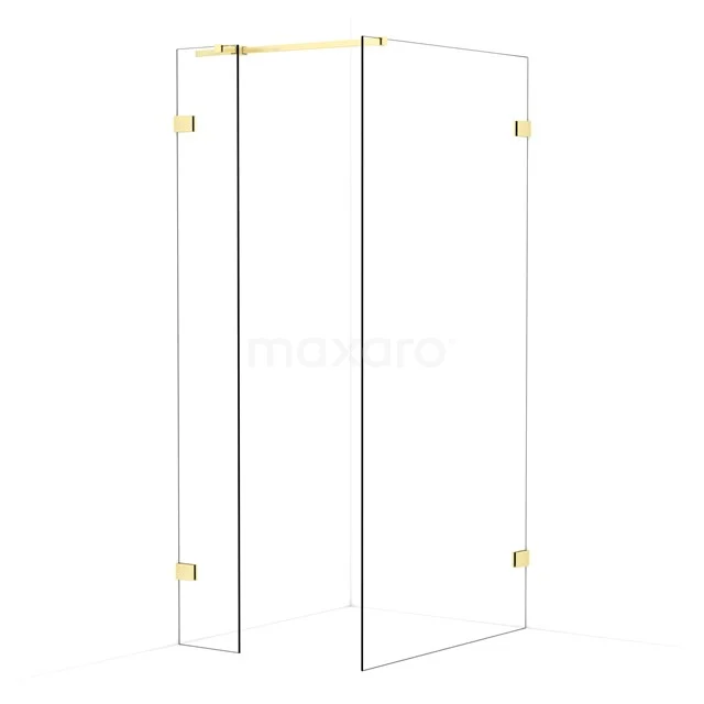 Diamond Walk-in shower | 100x30 cm Light gold Clear glass 2 fixed walls IDB0310320LG