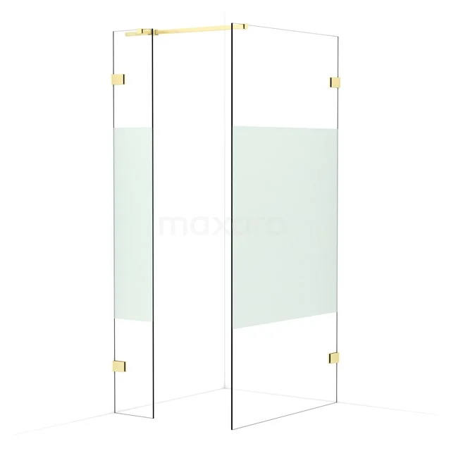 Diamond Walk-in shower | 100x30 cm Light gold Clear with matt strip 2 fixed walls IDB0310323LG