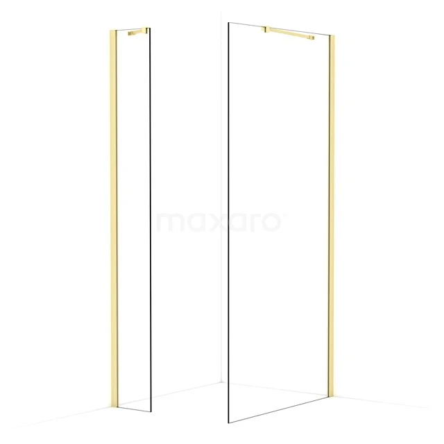 Diamond Walk-in shower | 100x30 cm Light gold Clear glass 2 fixed walls IDB0310410LG