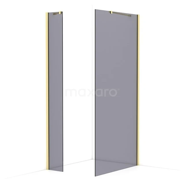 Diamond Walk-in shower | 100x30 cm Light gold Smoke glass 2 fixed walls IDB0310411LG