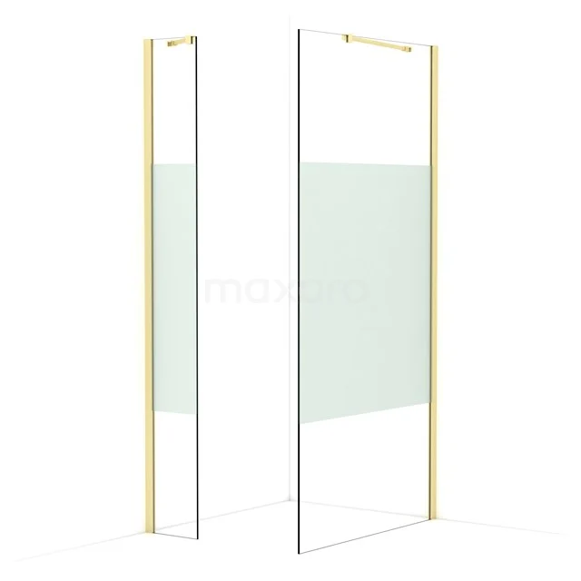 Diamond Walk-in shower | 100x30 cm Light gold Clear with matt strip 2 fixed walls IDB0310413LG