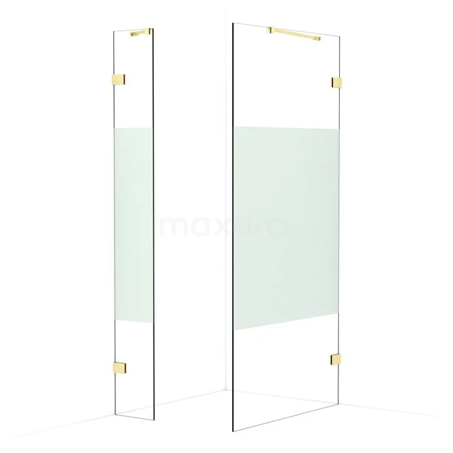 Diamond Walk-in shower | 100x30 cm Light gold Clear with matt strip 2 fixed walls IDB0310423LG