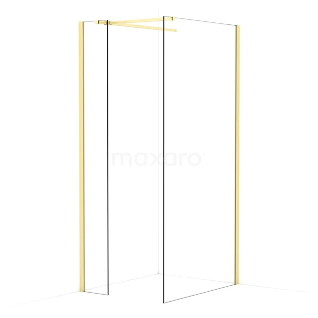 Diamond Walk-in shower | 100x30 cm Light gold Clear glass 2 fixed walls IDB0310510LG
