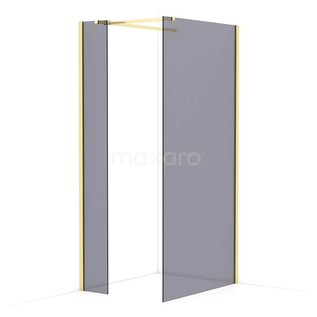 Diamond Walk-in shower | 100x30 cm Light gold Smoke glass 2 fixed walls IDB0310511LG