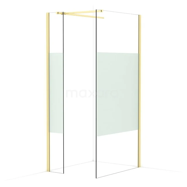Diamond Walk-in shower | 100x30 cm Light gold Clear with matt strip 2 fixed walls IDB0310513LG