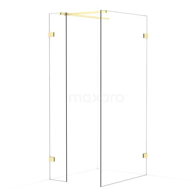 Diamond Walk-in shower | 100x30 cm Light gold Clear glass 2 fixed walls IDB0310520LG