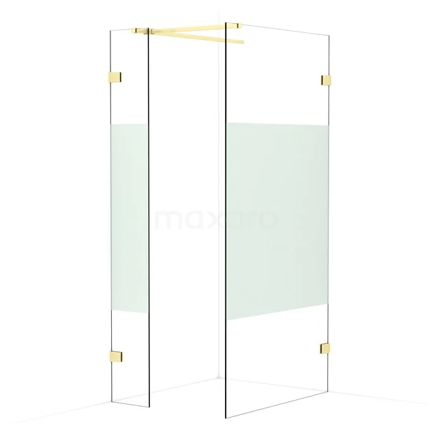 Diamond Walk-in shower | 100x30 cm Light gold Clear with matt strip 2 fixed walls IDB0310523LG