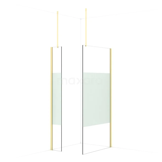 Diamond Walk-in shower | 100x30 cm Light gold Clear with matt strip 2 fixed walls IDB0310913LG