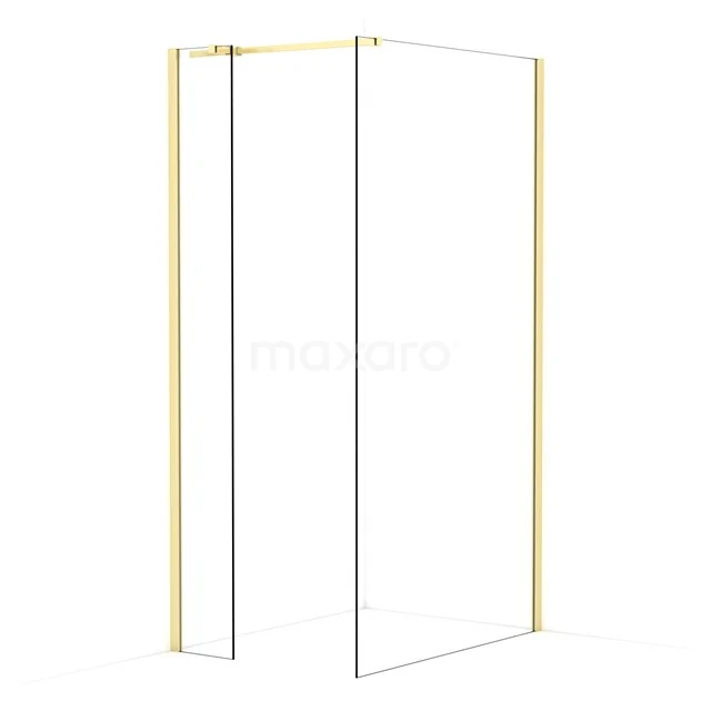 Diamond Walk-in shower | 110x30 cm Light gold Clear glass 2 fixed walls IDB0311310LG
