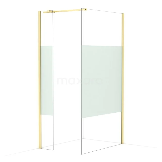 Diamond Walk-in shower | 110x30 cm Light gold Clear with matt strip 2 fixed walls IDB0311313LG