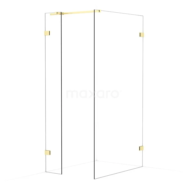 Diamond Walk-in shower | 110x30 cm Light gold Clear glass 2 fixed walls IDB0311320LG