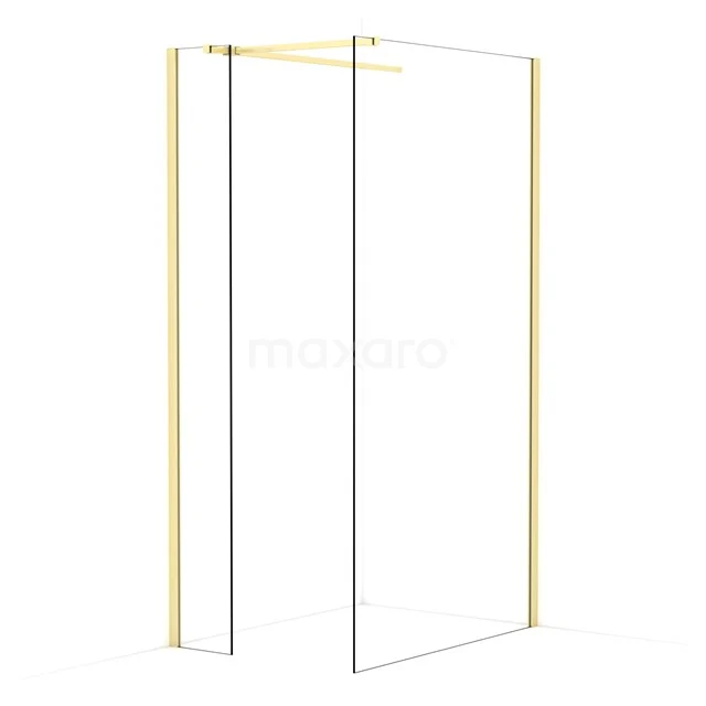 Diamond Walk-in shower | 110x30 cm Light gold Clear glass 2 fixed walls IDB0311510LG