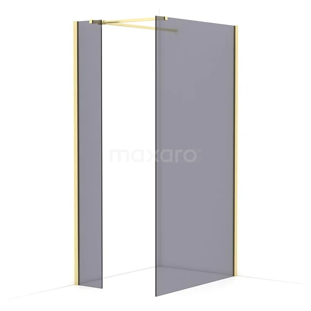 Diamond Walk-in shower | 110x30 cm Light gold Smoke glass 2 fixed walls IDB0311511LG