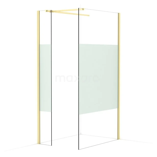 Diamond Walk-in shower | 110x30 cm Light gold Clear with matt strip 2 fixed walls IDB0311513LG