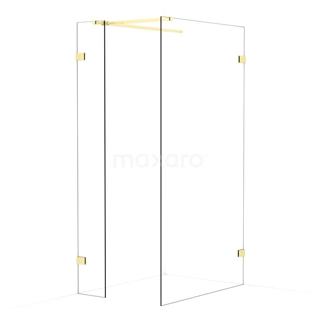 Diamond Walk-in shower | 110x30 cm Light gold Clear glass 2 fixed walls IDB0311520LG