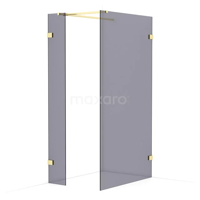 Diamond Walk-in shower | 110x30 cm Light gold Smoke glass 2 fixed walls IDB0311521LG