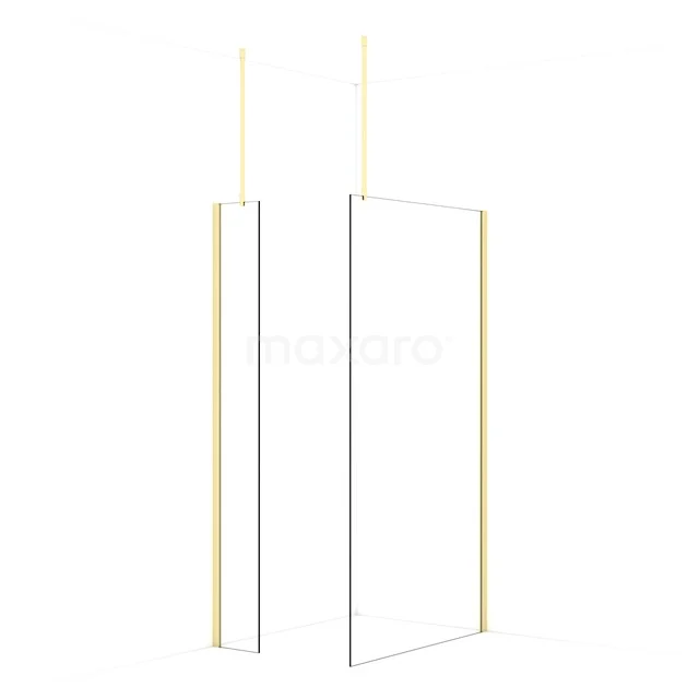 Diamond Walk-in shower | 110x30 cm Light gold Clear glass 2 fixed walls IDB0311910LG