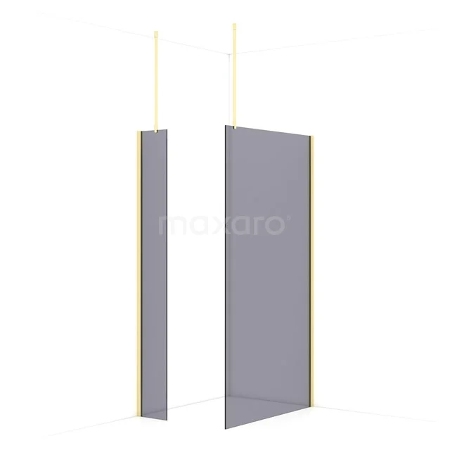 Diamond Walk-in shower | 110x30 cm Light gold Smoke glass 2 fixed walls IDB0311911LG