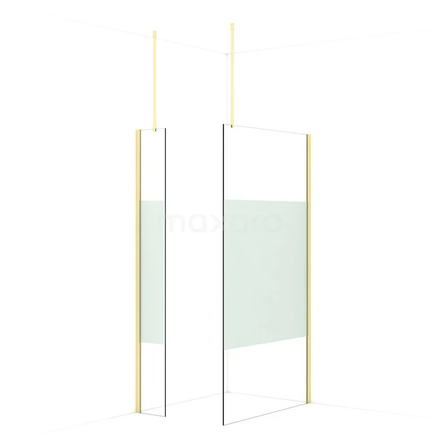 Diamond Walk-in shower | 110x30 cm Light gold Clear with matt strip 2 fixed walls IDB0311913LG