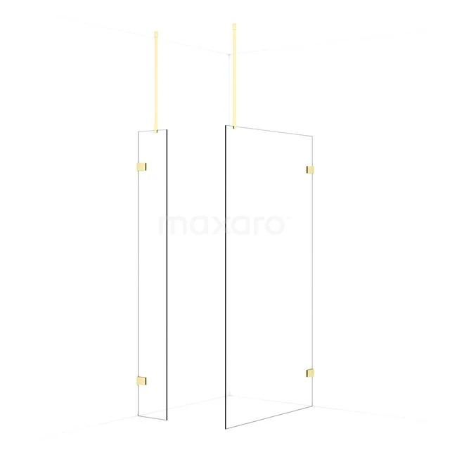 Diamond Walk-in shower | 110x30 cm Light gold Clear glass 2 fixed walls IDB0311920LG