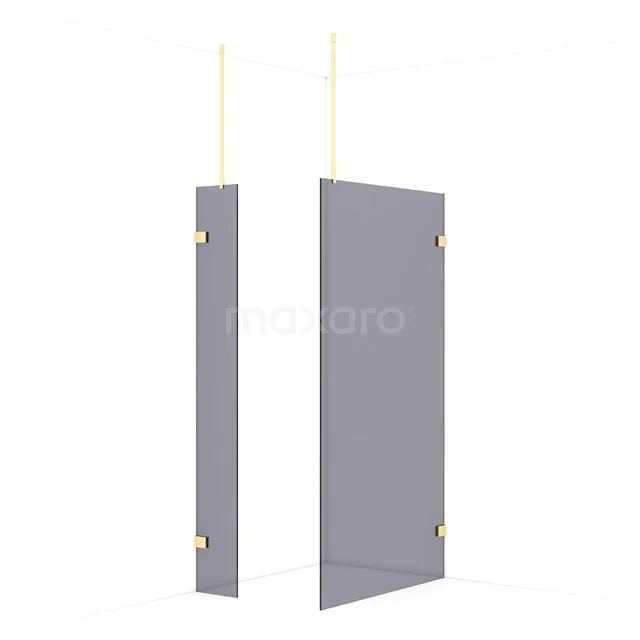 Diamond Walk-in shower | 110x30 cm Light gold Smoke glass 2 fixed walls IDB0311921LG