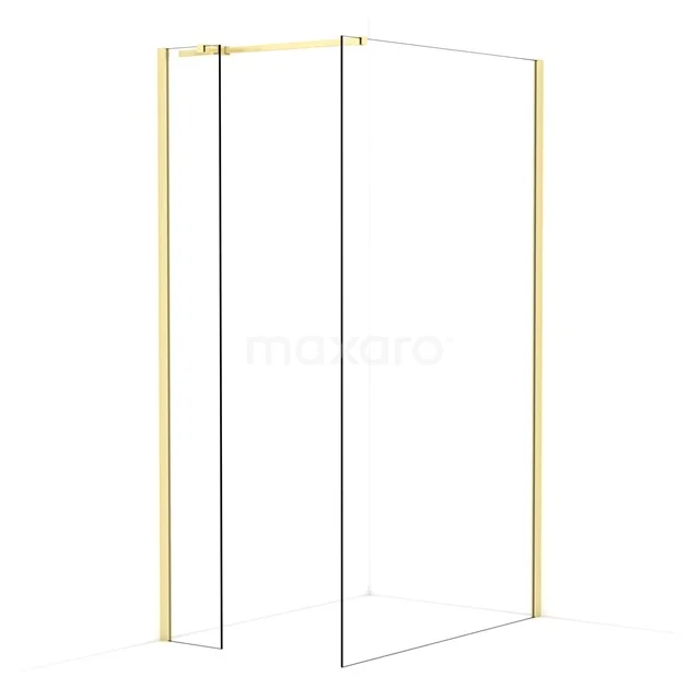 Diamond Walk-in shower | 120x30 cm Light gold Clear glass 2 fixed walls IDB0312310LG