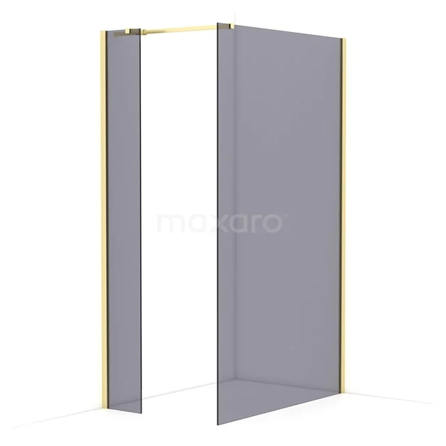 Diamond Walk-in shower | 120x30 cm Light gold Smoke glass 2 fixed walls IDB0312311LG