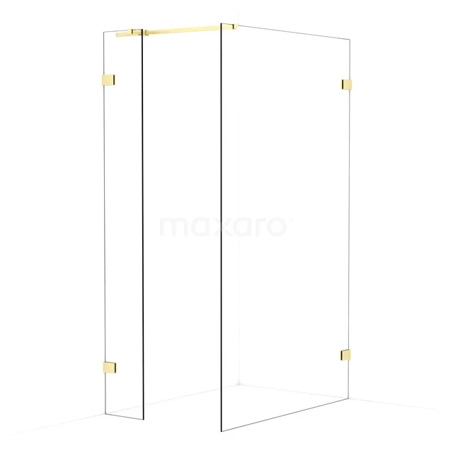 Diamond Walk-in shower | 120x30 cm Light gold Clear glass 2 fixed walls IDB0312320LG
