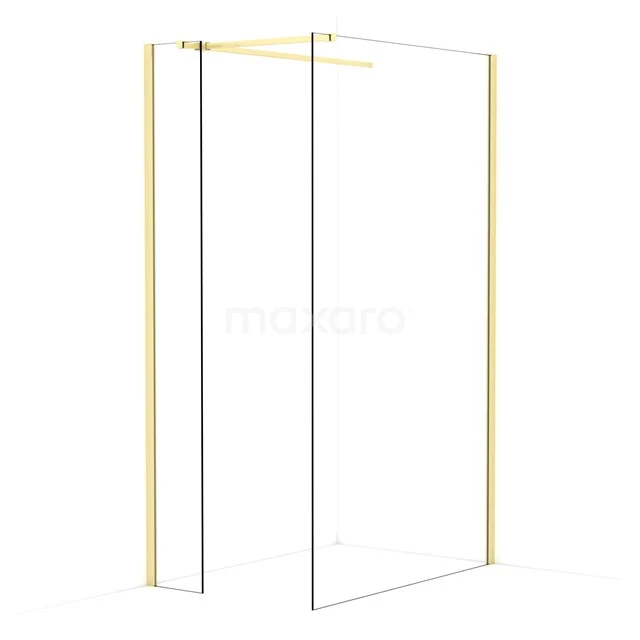 Diamond Walk-in shower | 120x30 cm Light gold Clear glass 2 fixed walls IDB0312510LG