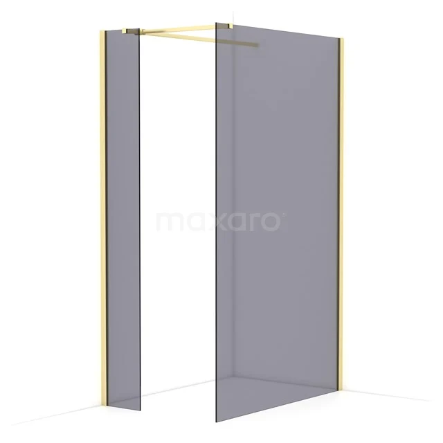 Diamond Walk-in shower | 120x30 cm Light gold Smoke glass 2 fixed walls IDB0312511LG